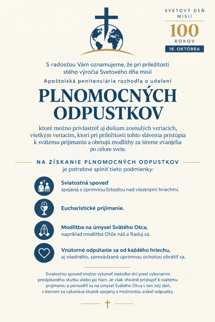 Možnosť získať plnomocné odpustky
